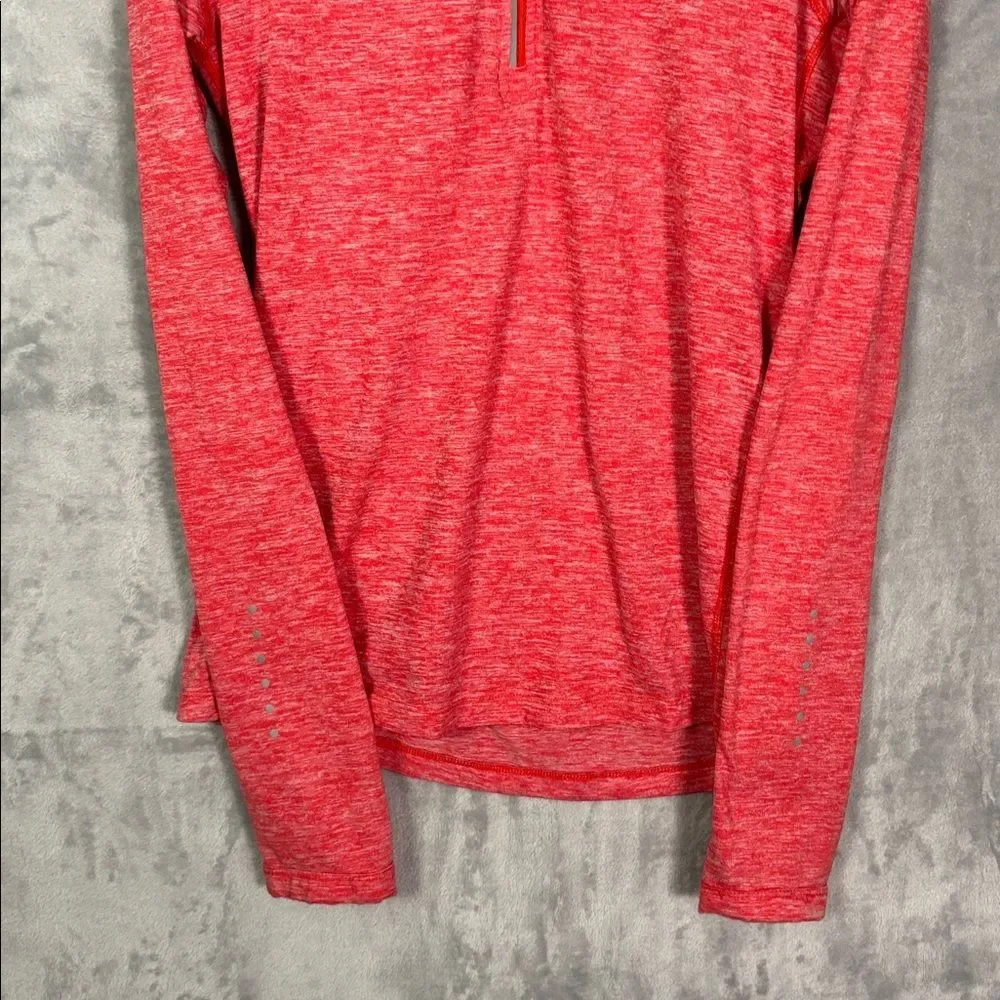 Nike Dri-fit Heathered Coral 1/4 Zip Reflective Pullover Thumbholes Size Small